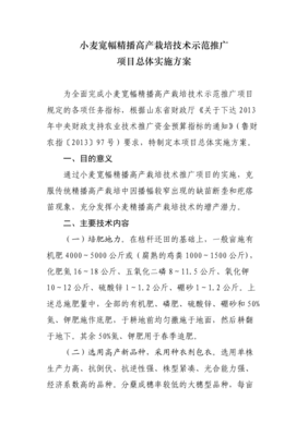 小麥寬幅精播高產(chǎn)栽培技術(shù)示范推廣項(xiàng)目實(shí)施方案